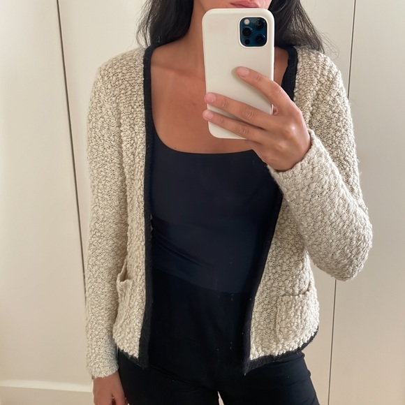 Cardigan contrast black and cream size 6 - Picture 2 of 6